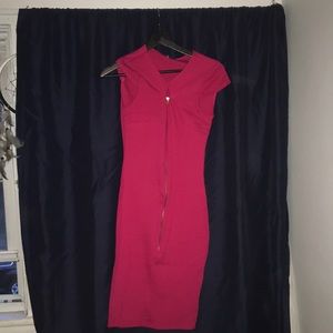 Long pink zip up dress